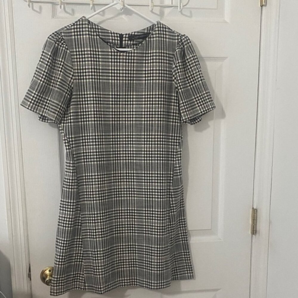 Zara Black and White Plaid Dress M PTP 18.5 67 viscose 31 poly 2 elastane